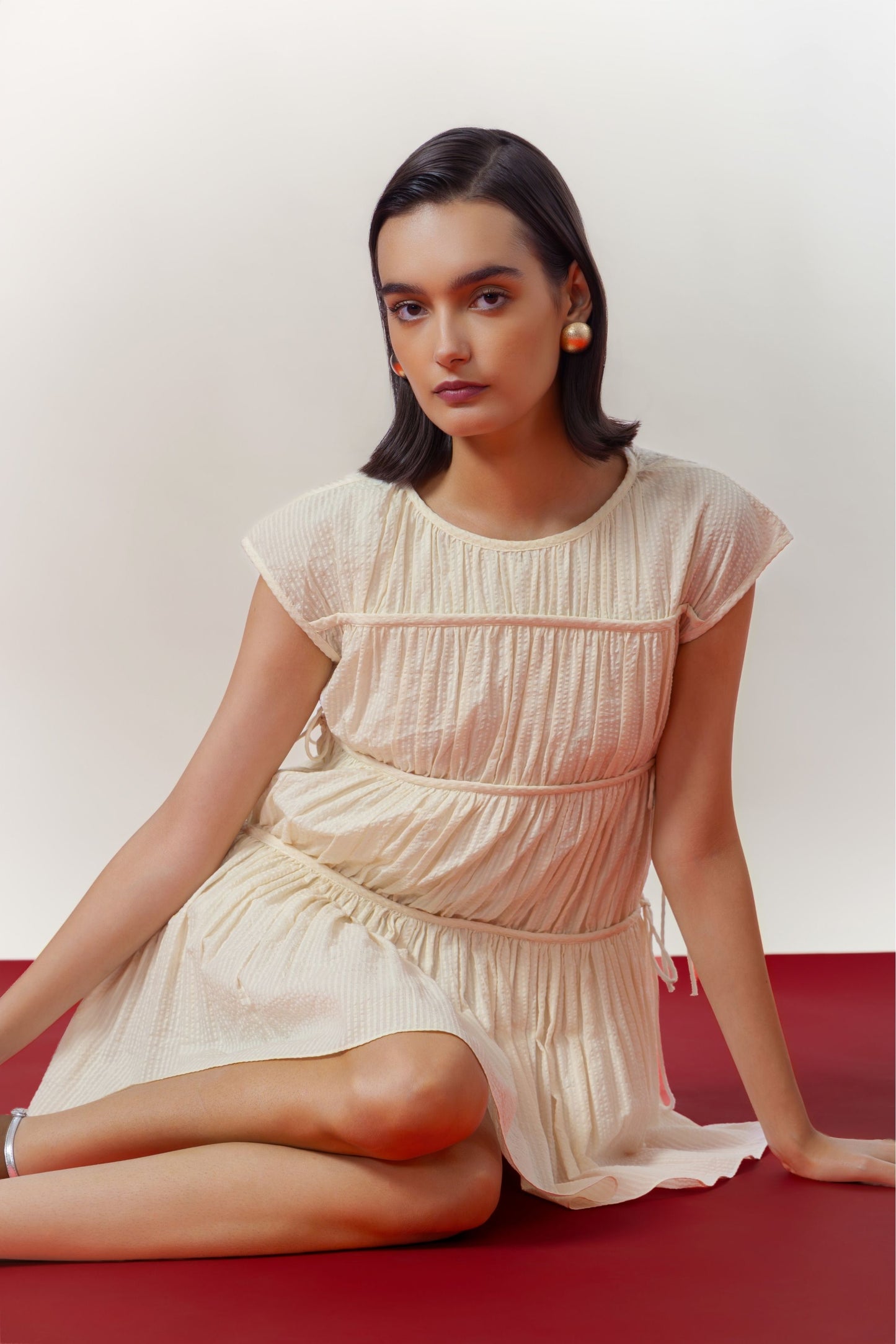 Sand Ruched Dress