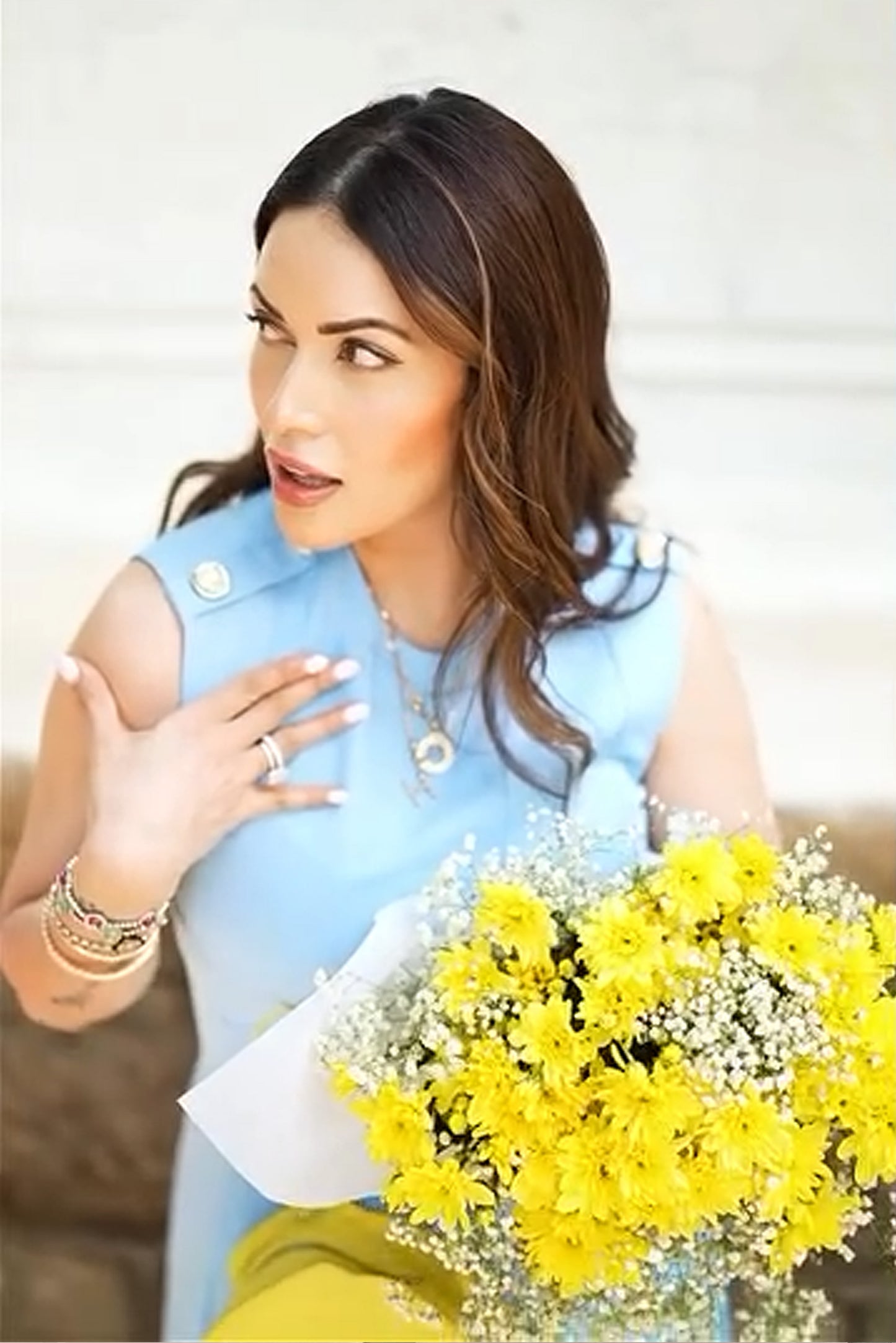 Himani Shah in Sage Sculpt Dress
