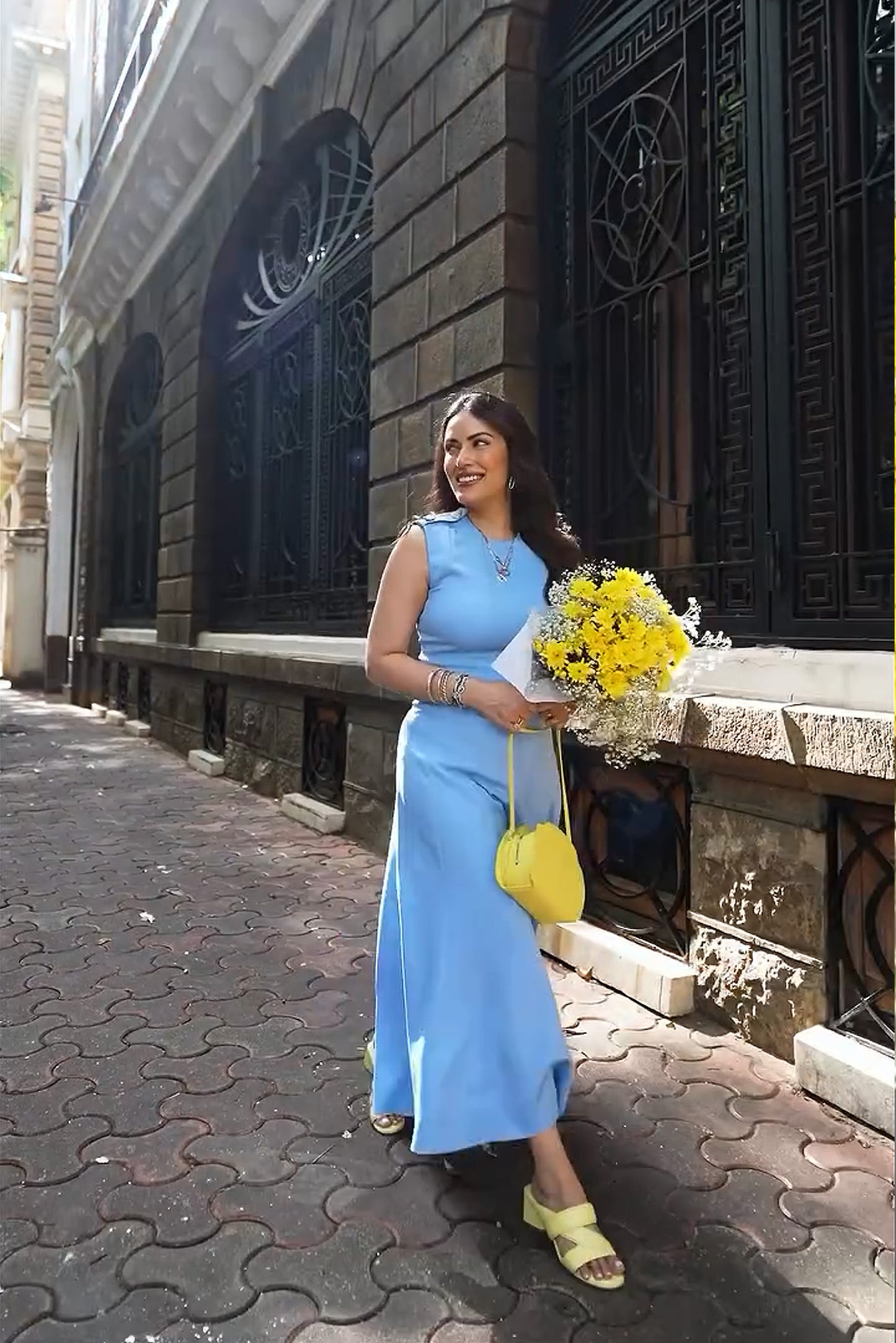 Himani Shah in Sage Sculpt Dress