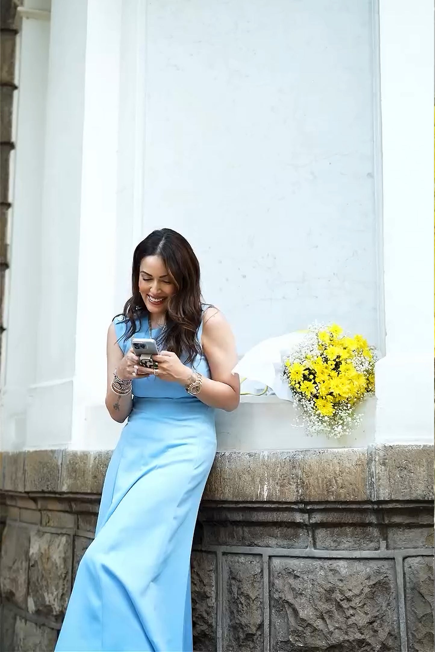 Himani Shah in Sage Sculpt Dress
