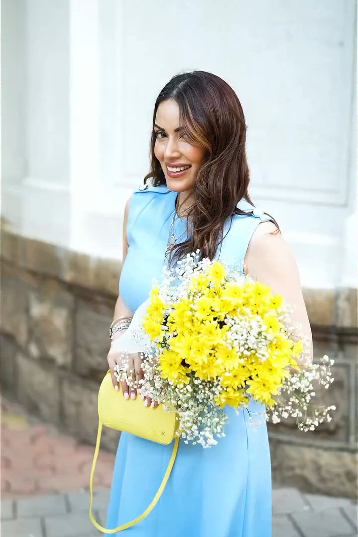 Himani Shah in Sage Sculpt Dress