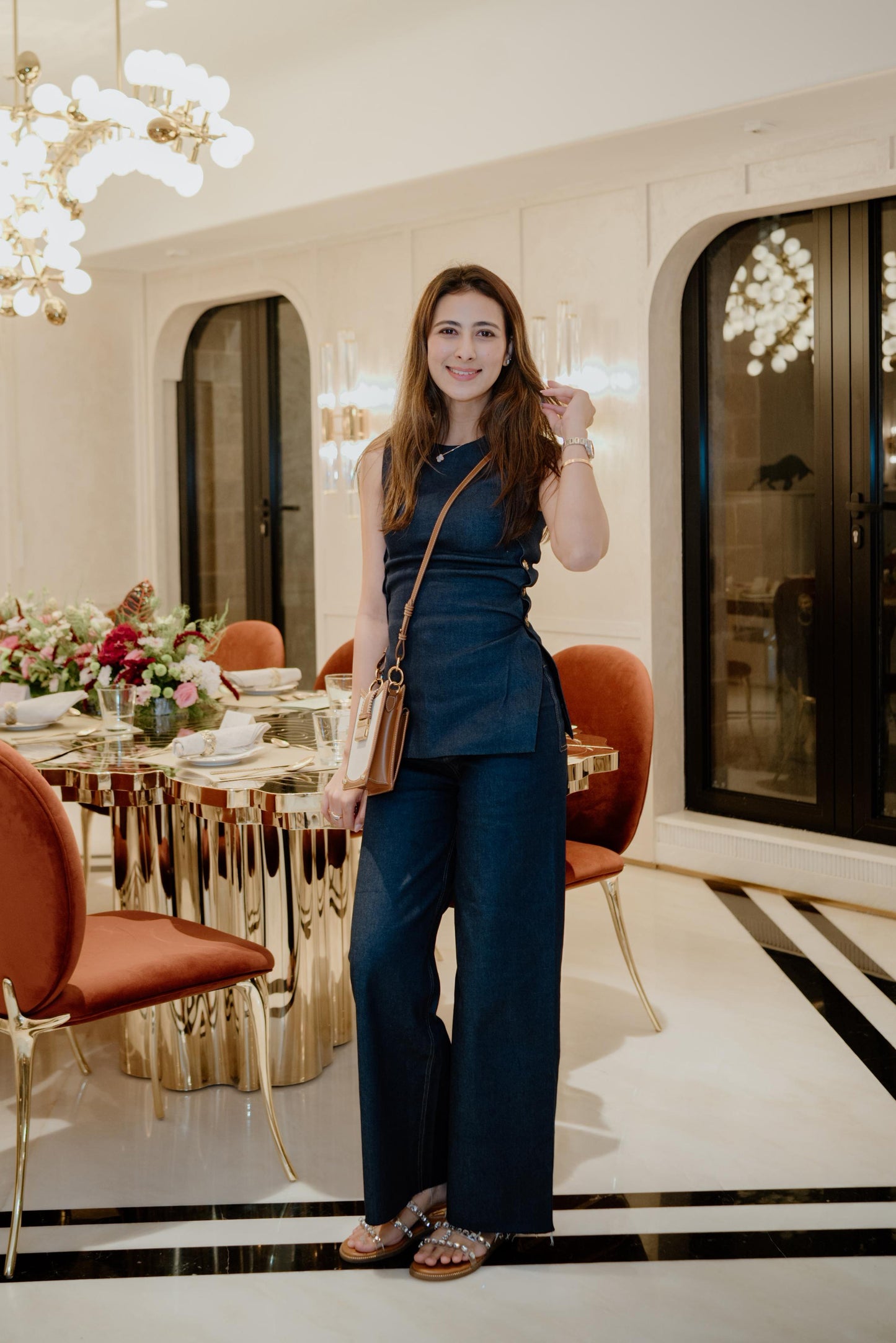 Mariyam Gaffar in Nu Layover Top & Jeans Set
