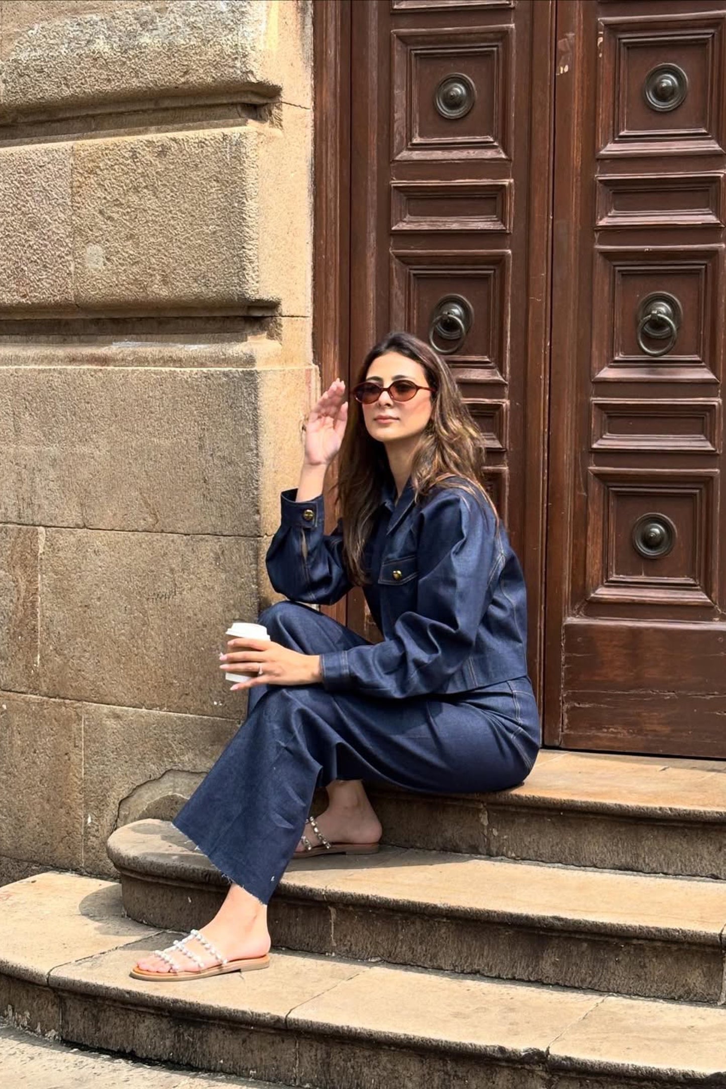 Mariyam Gaffar in Nu Denim Jacket, Bustier and Jeans Set