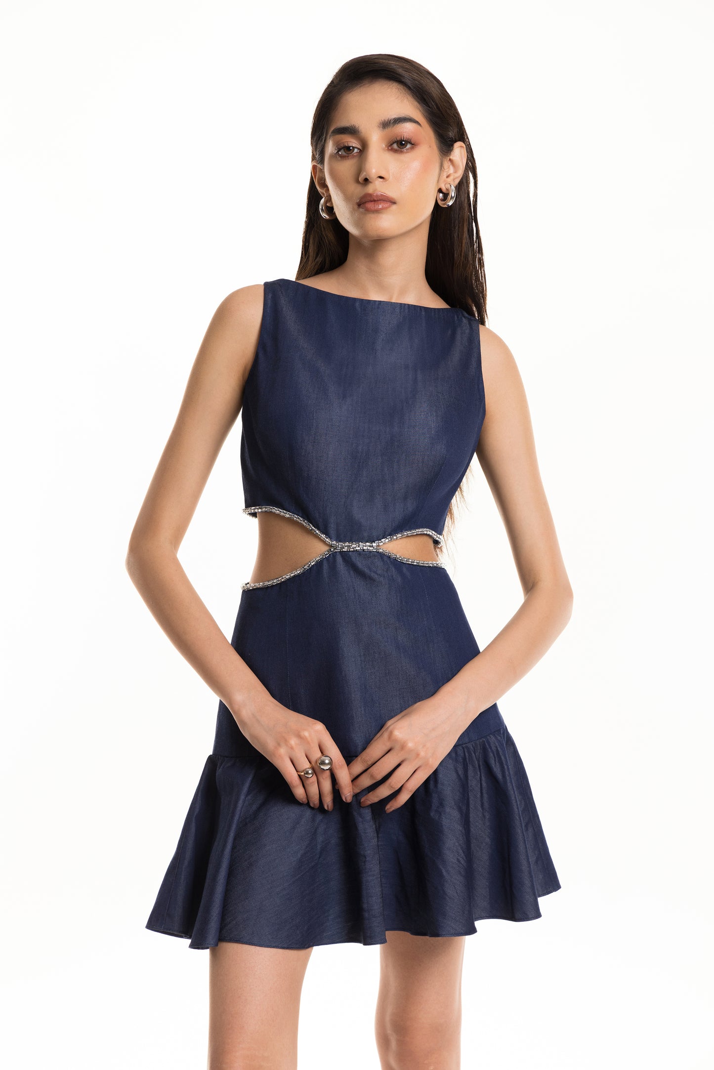 Denim Waist Cutout Dress