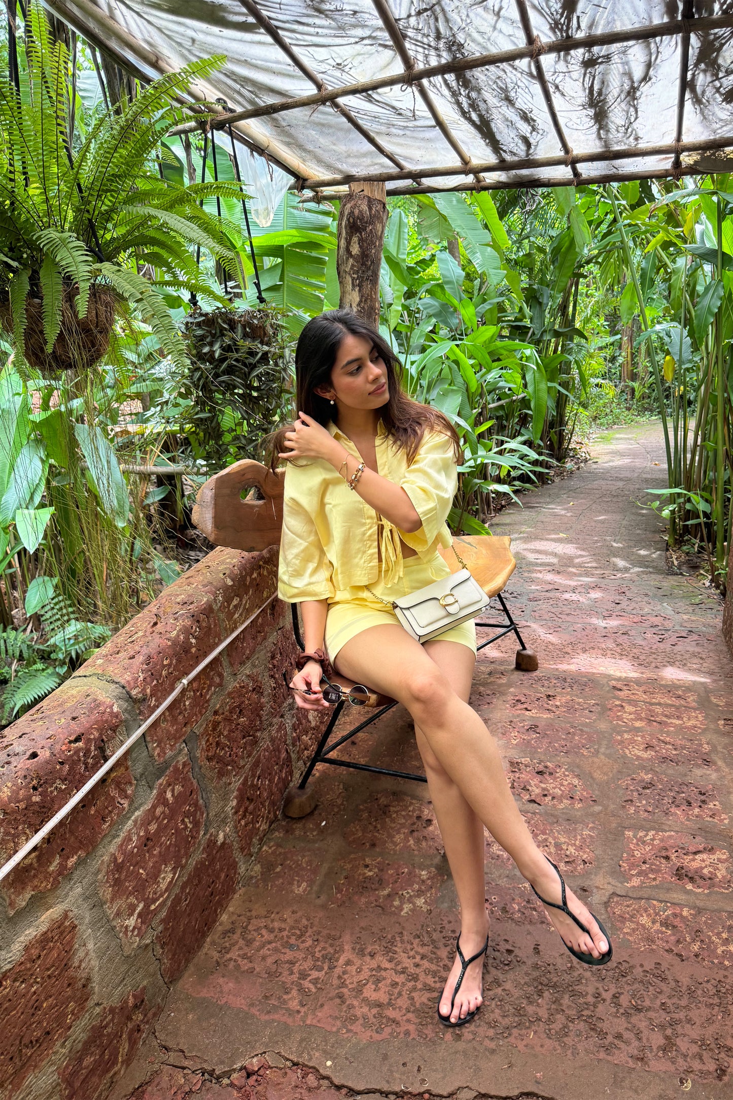 Ananya Yadav In Cropped Tie-Up Shirt & Paired Cotton Shorts