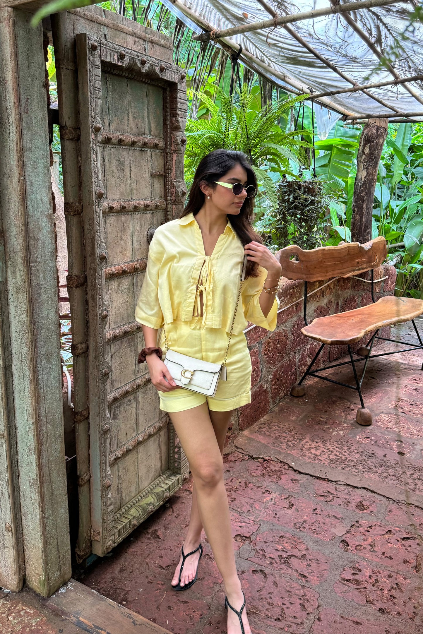 Ananya Yadav In Cropped Tie-Up Shirt & Paired Cotton Shorts