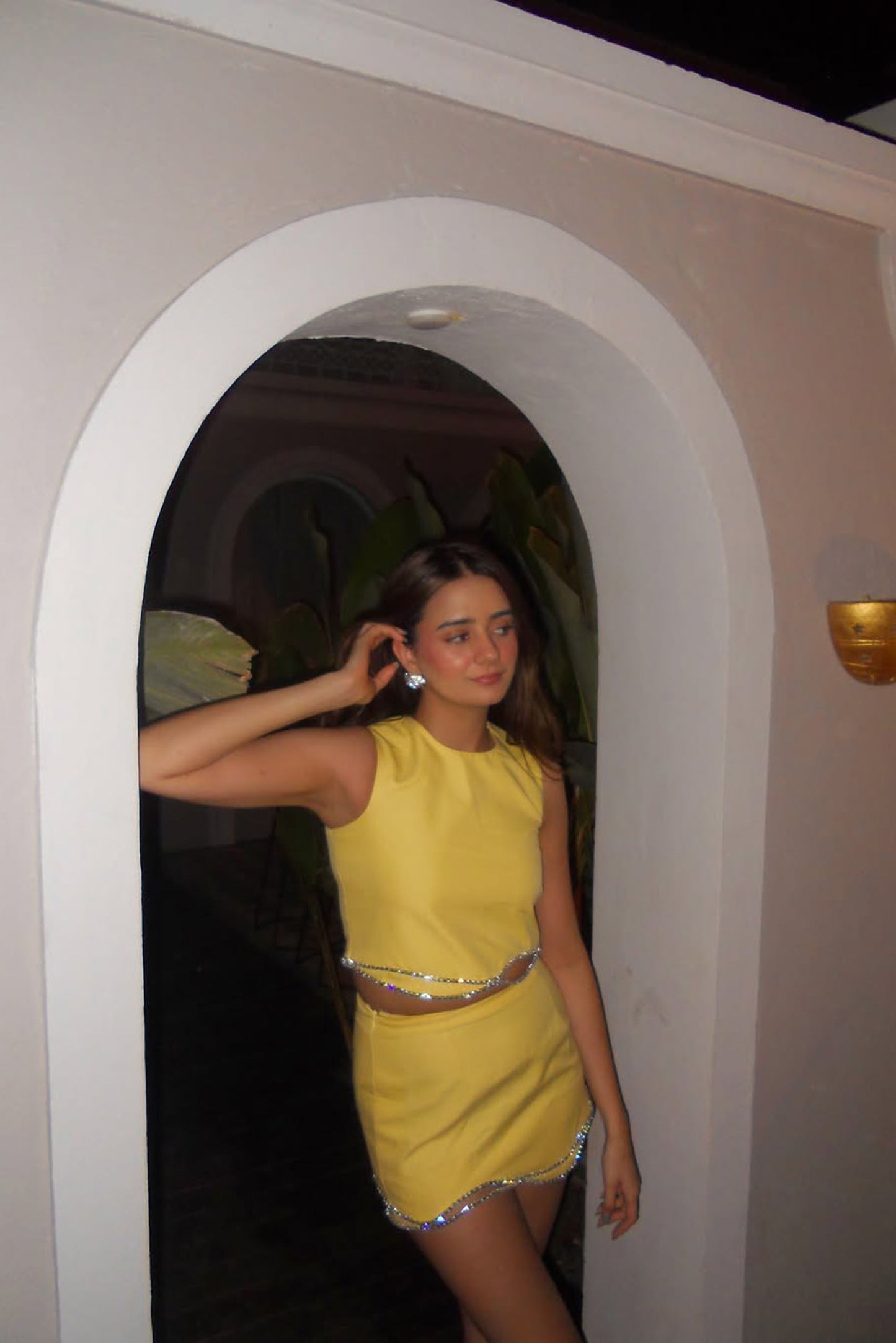 Anushka Mehra in Scalloped Crop Top & Scalloped Shirt Skirt