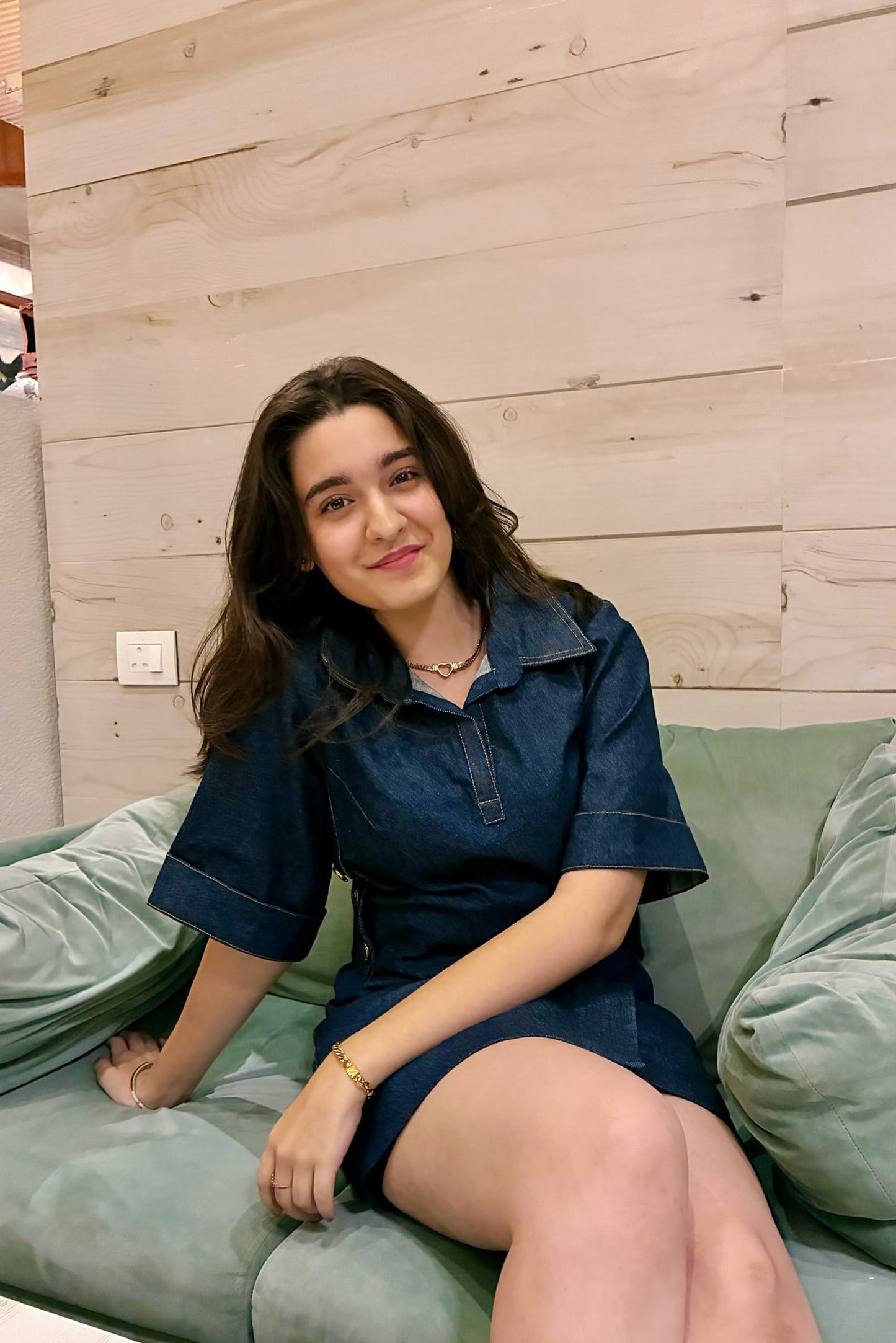 Naisha Khanna in Denim Box Top and Flap Skirt Set