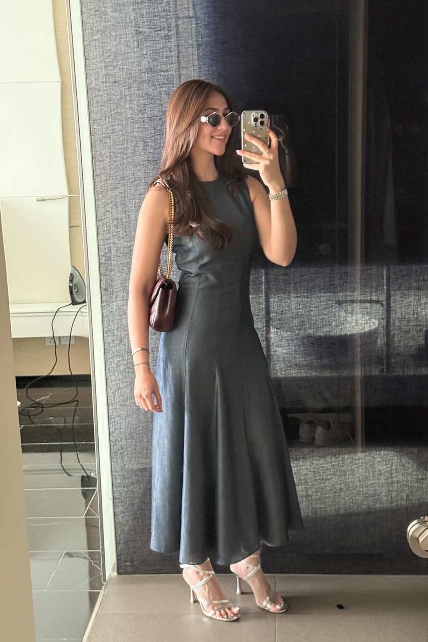 Sahiba Bali in Sage Midi Dress