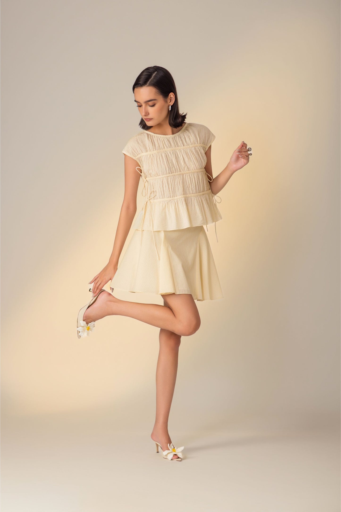 Sand Ruched Top