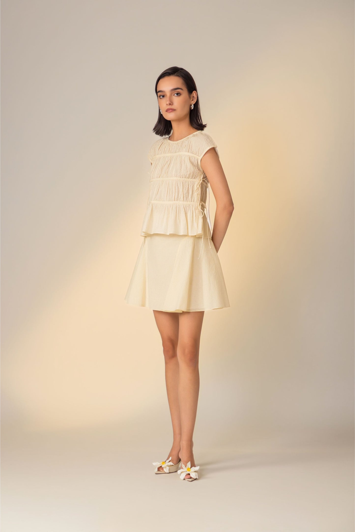 Sand Ruched Top