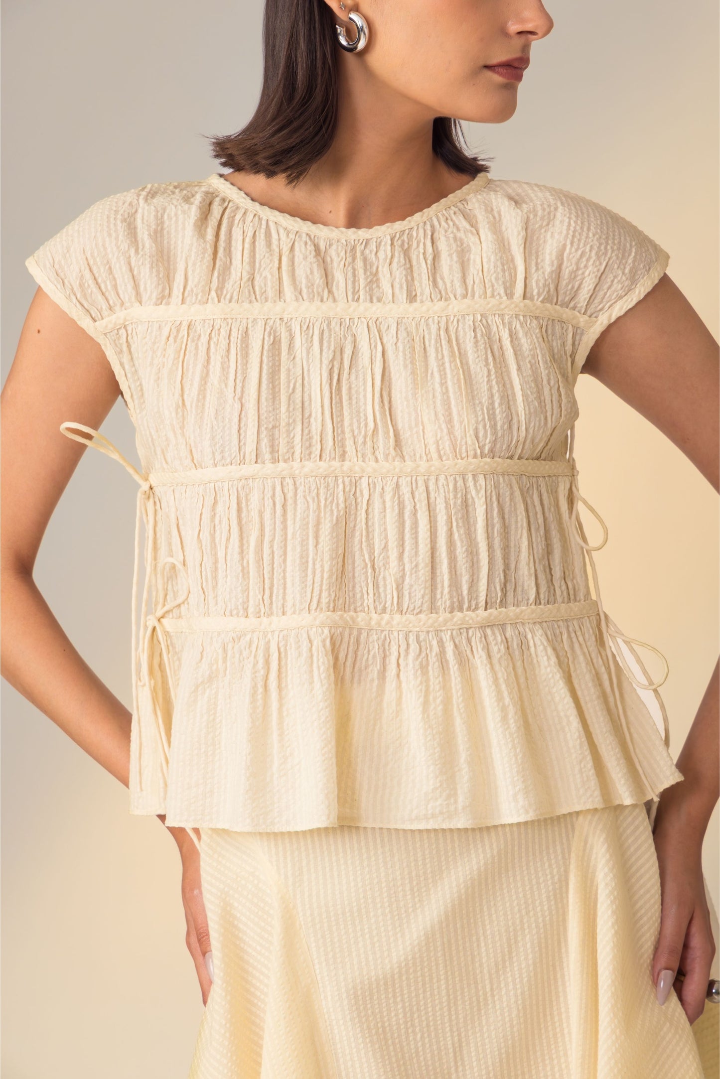 Sand Ruched Top