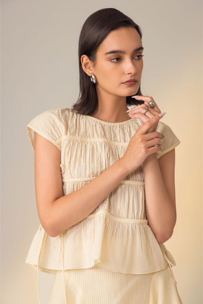 Sand Ruched Top