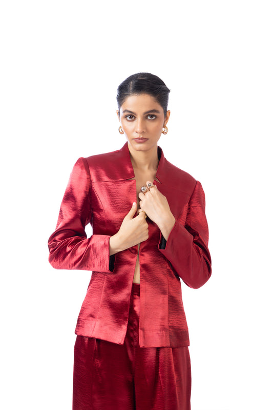 Crimson Split Blazer
