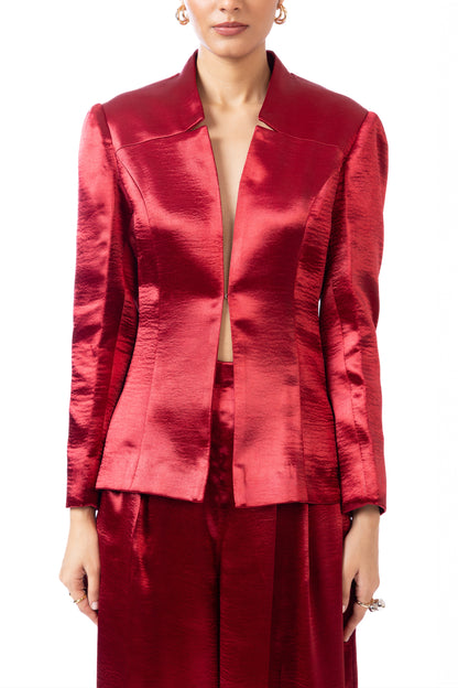 Crimson Split Blazer