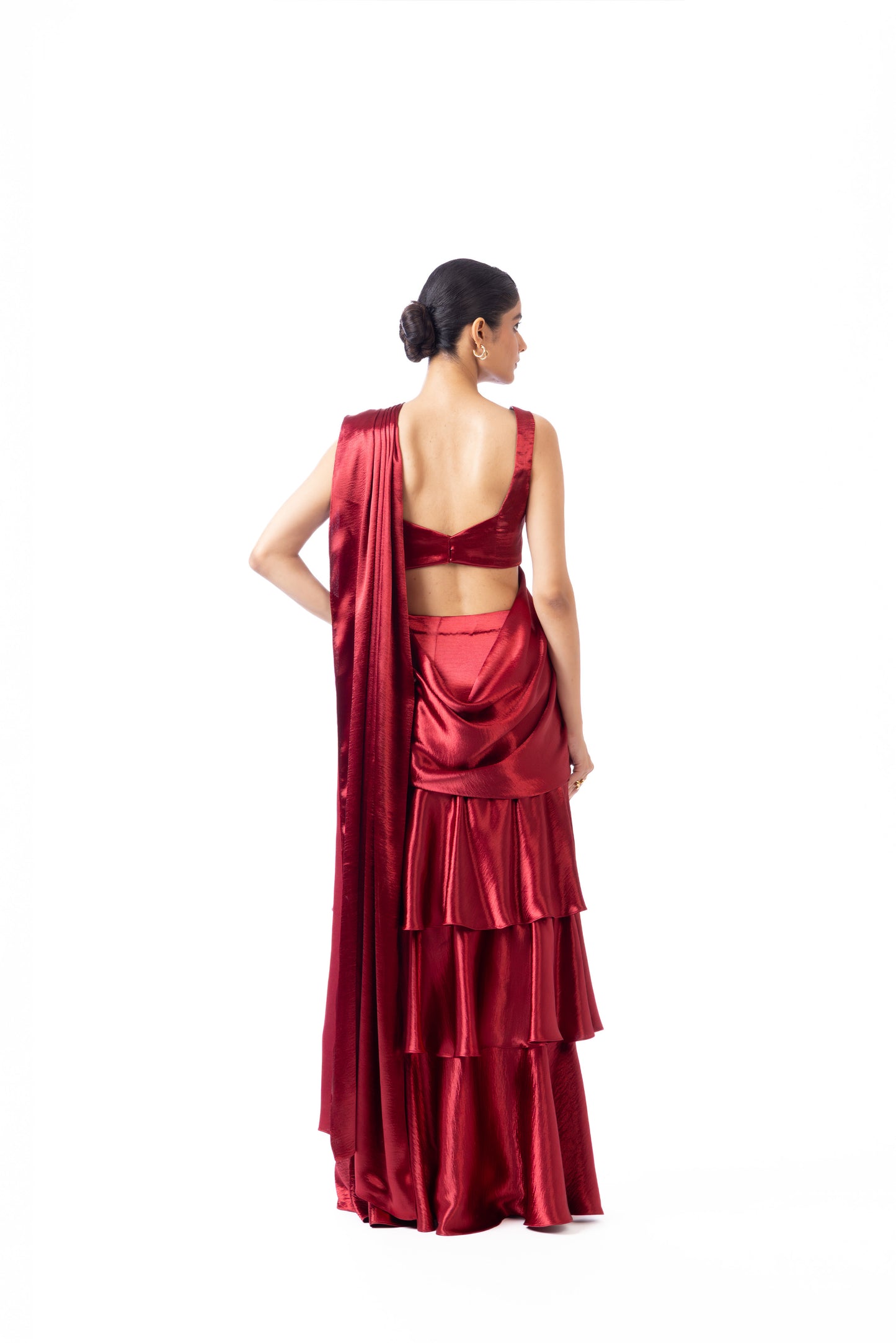 Crimson Tier Saree with Blouse
