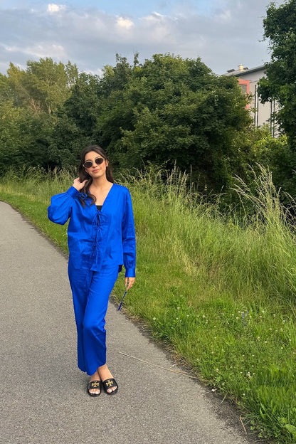 Urvi Rawal in Tie-Up Bishop Shirt and Pants