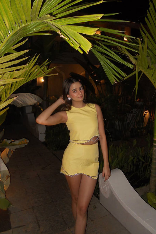 Anushka Mehra in Scalloped Crop Top & Scalloped Shirt Skirt